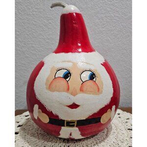 Vintage Hand Painted Santa Clause Gourd Signed Ladirska?? 11" x 8"
